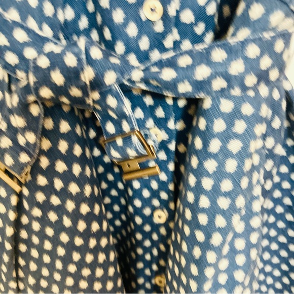 Anthropologist Holding Horses Dotted Blue/Cream Shirtdress Size 4 - Picture 4 of 11